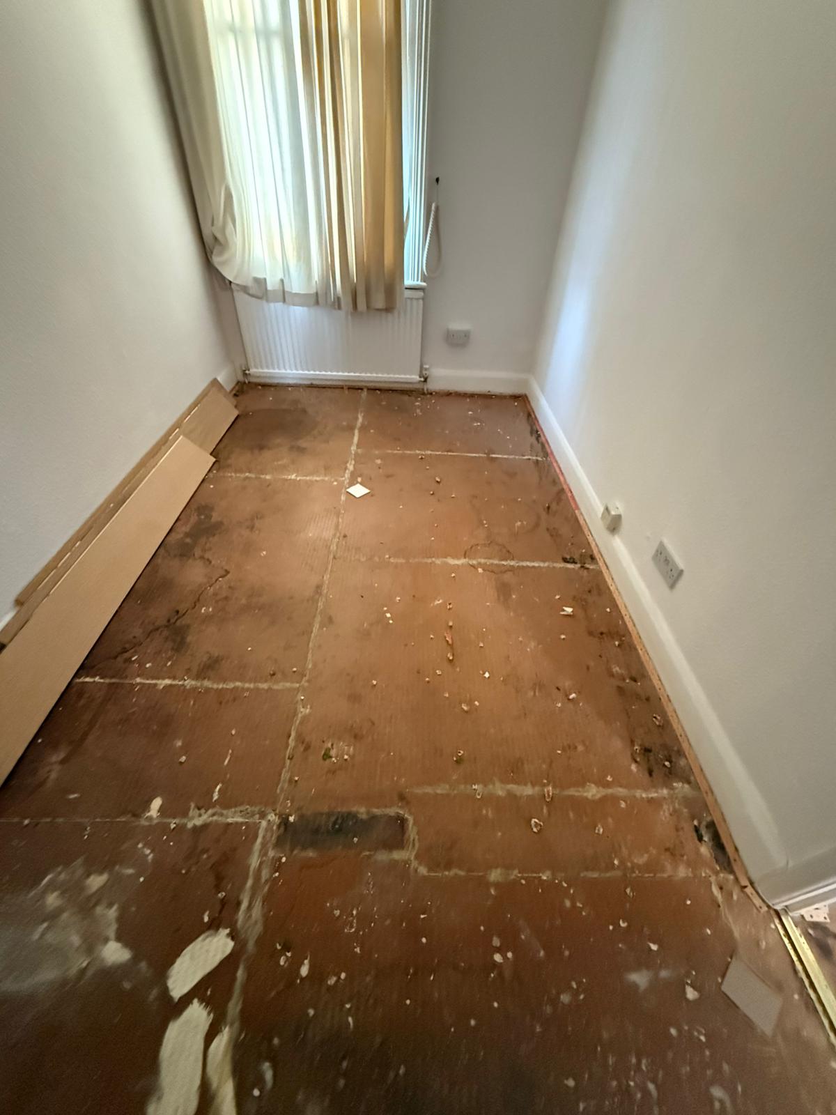 Engineered wood flooring before completion