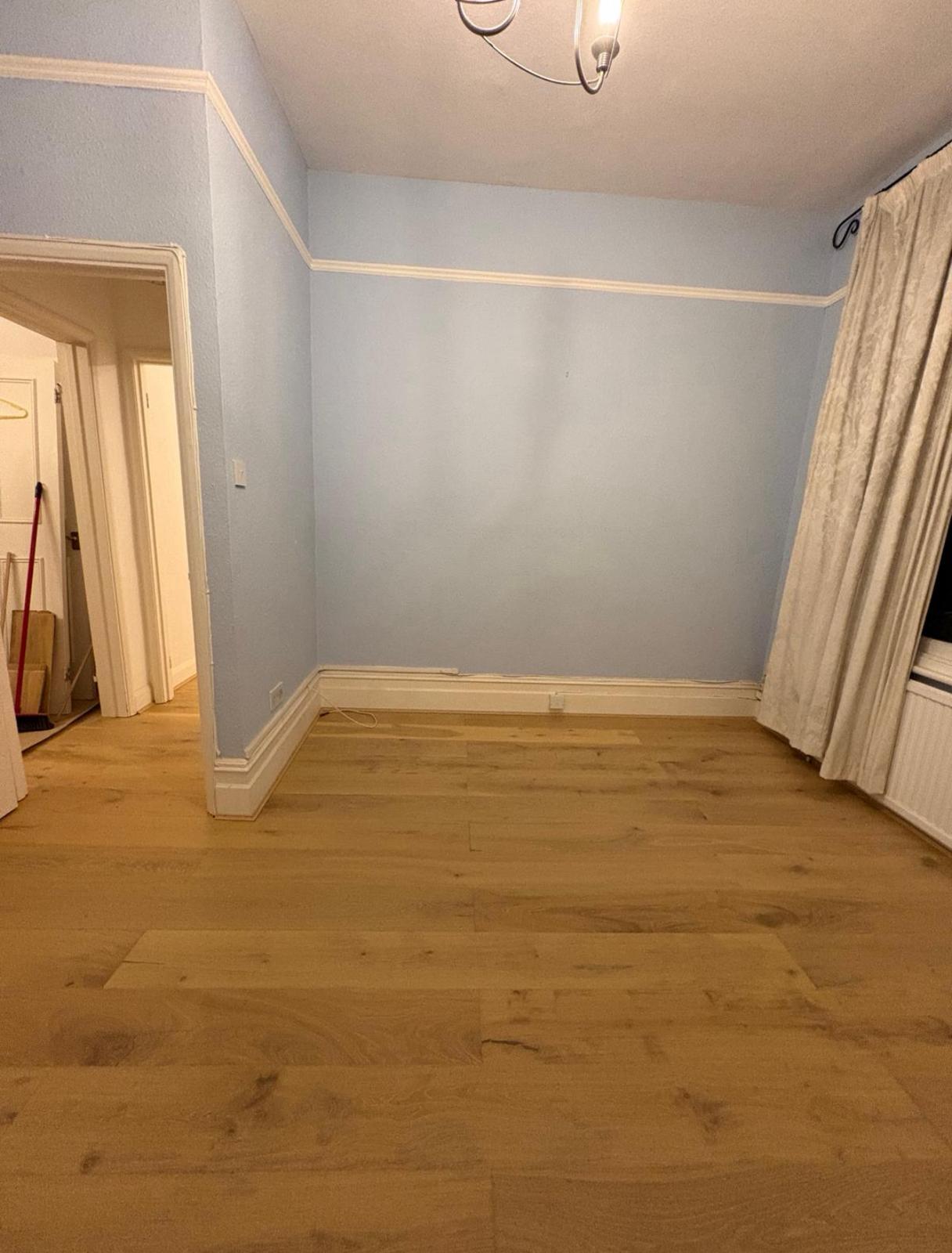 Room with completed engineered oak flooring