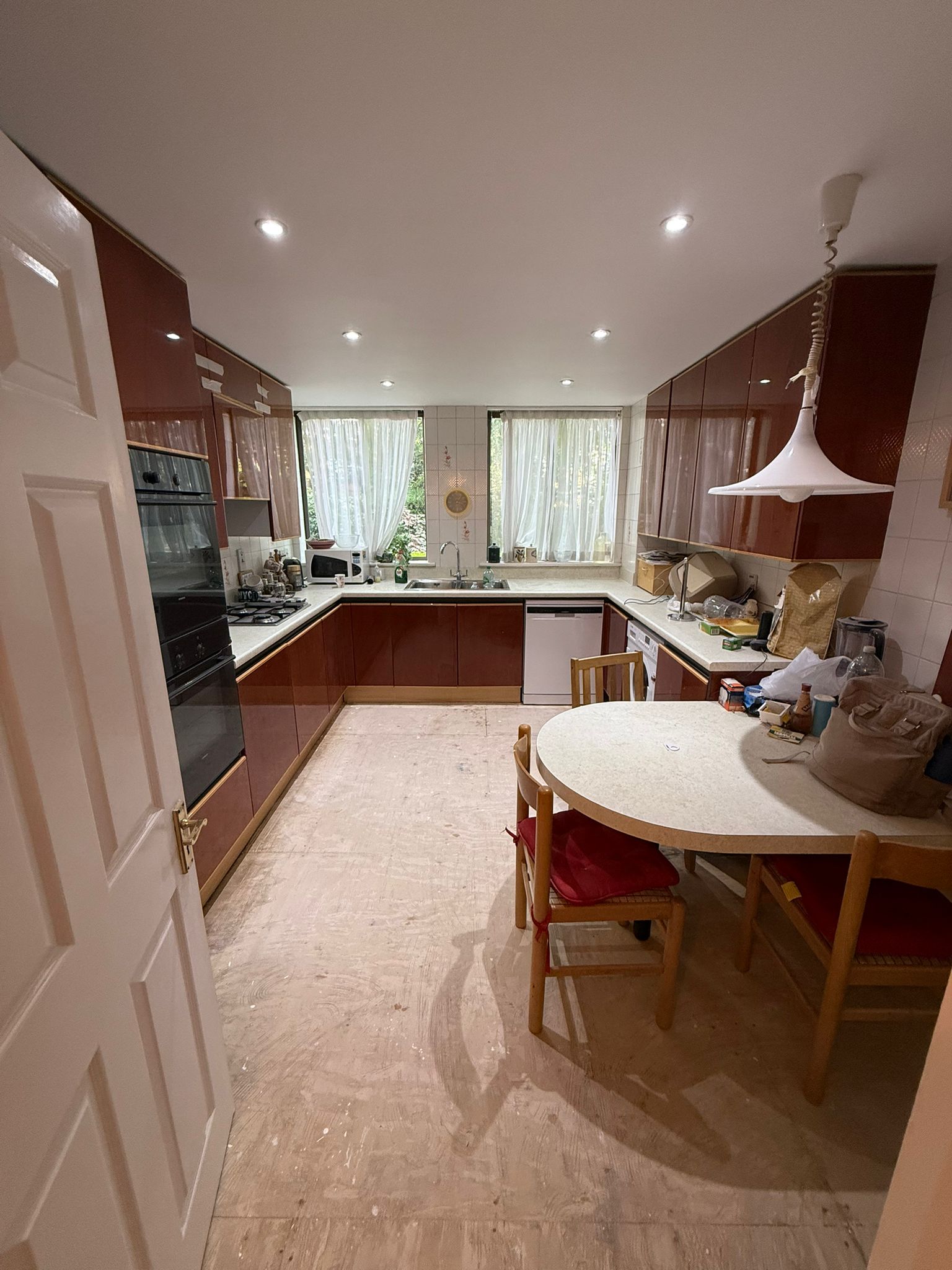 Kitchen floor renovation before completion